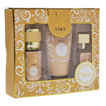 SET DE YARA 1 CREMA 1 SPLASH 1 PERFUME KIT COMPLETO 3 PZS